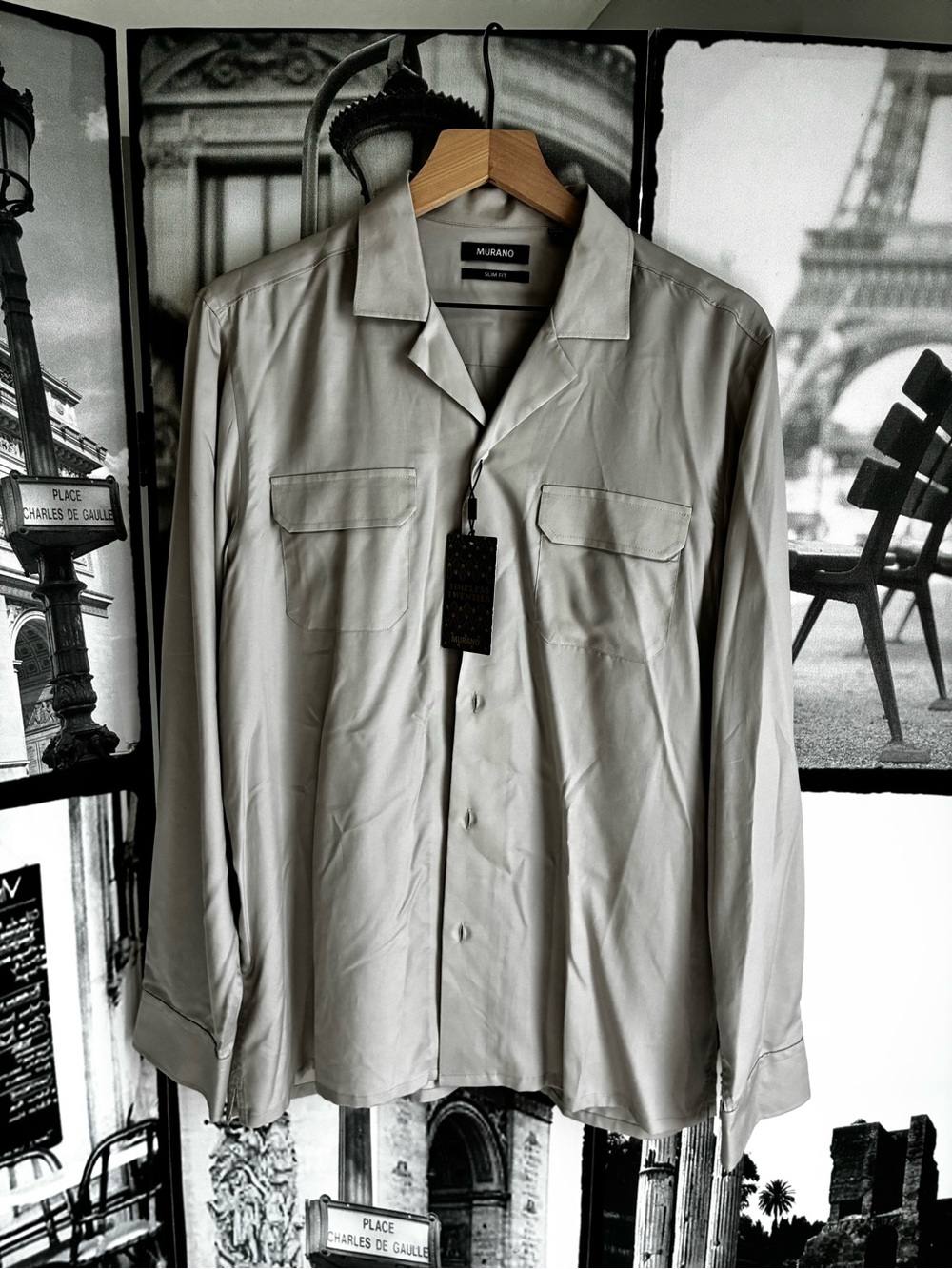 Me a Murano Men’s Light Gray Button-Up Shirt